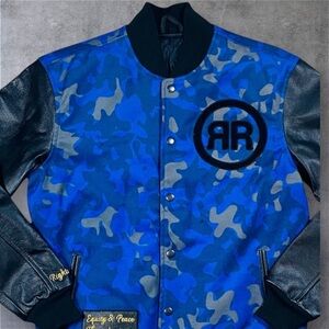 Blue Camo Varsity Jacket